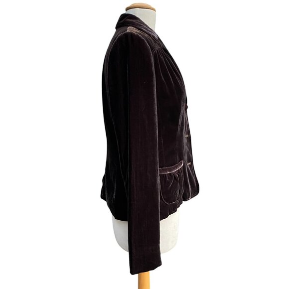 Y2K Velvet Tailored Blazer Brown Dark Academia Holiday Event Whimisigoth-8 - Picture 10 of 16